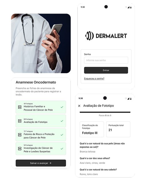 Interface da plataforma DermAlert